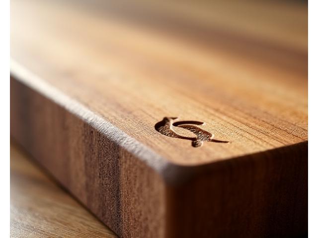 A beautifully crafted cutting board made from FSC-certified wood, showcasing natural grain and quality.